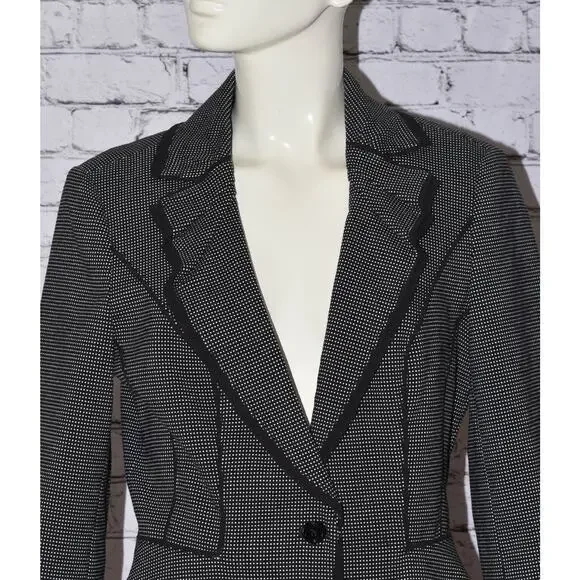 White House Black Market Black & White One-Button Blazer Jacket Size 8 NEW!!! - Picture 2 of 7